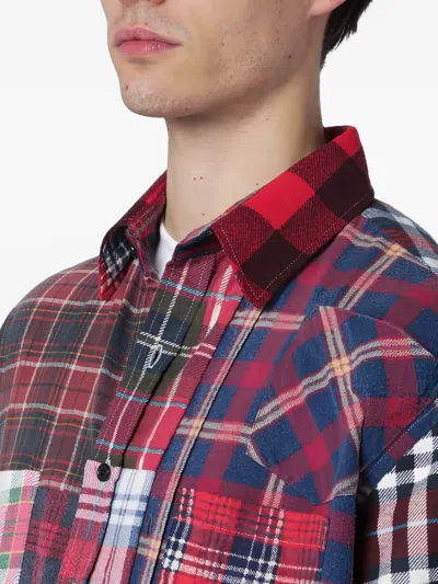 Needles Cotton Patchwork Check Shirt In Multi