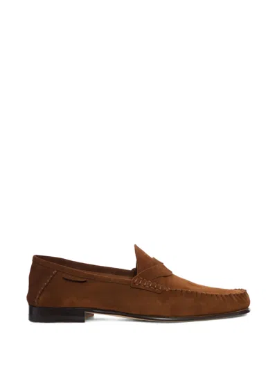 Tom Ford Ripley Loafers Penny Strap Round Toe Suede In Brown