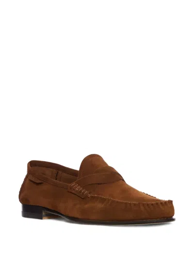 Tom Ford Ripley Loafers Penny Strap Round Toe Suede In Brown
