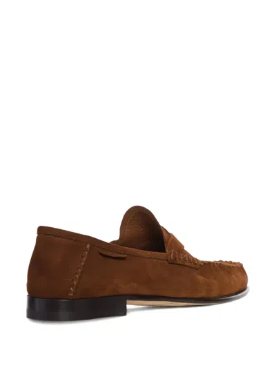 Tom Ford Ripley Loafers Penny Strap Round Toe Suede In Brown