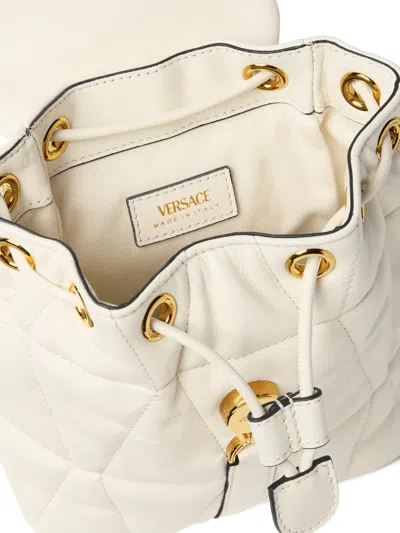 Versace Kleio Quilted Drawstring Backpack In White