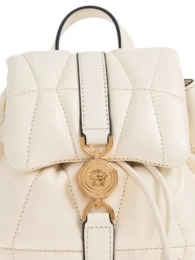 Versace Kleio Quilted Drawstring Backpack In White