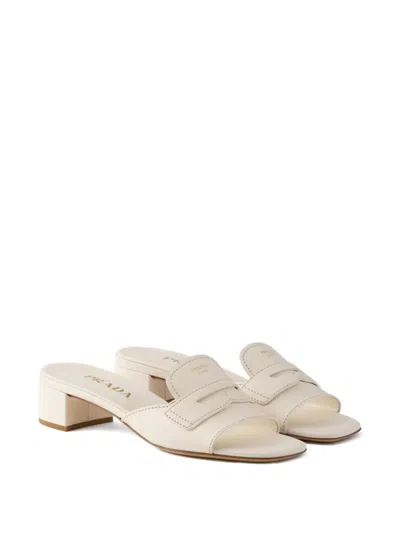 Prada Leather Sandals In White