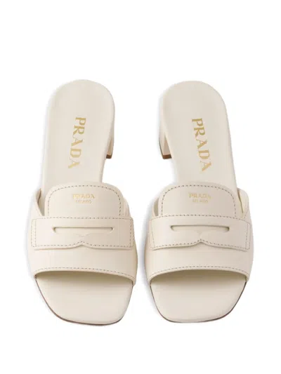 Prada Leather Sandals In White
