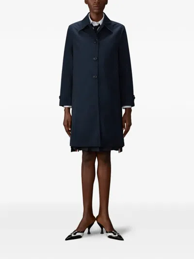 Thom Browne Bal Collar Raincoat Memory Tech Design In Blue