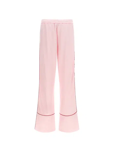 Off-white Women Pink Jacquard Satin Pajama Pants, 32 Luxury Pants For Women Darveys