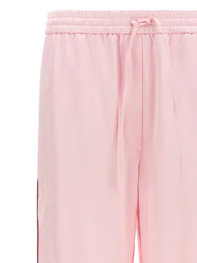 Off-white Women Pink Jacquard Satin Pajama Pants, 32 Luxury Pants For Women Darveys