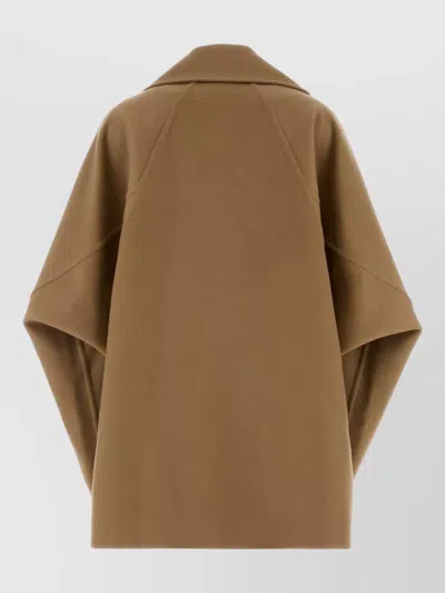 Loewe Wool Coat Double Breasted Wide Lapels In Brown