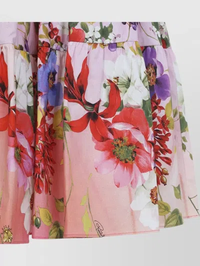Roberto Cavalli Floral-print High-rise Gathered Midi Skirt In Multi