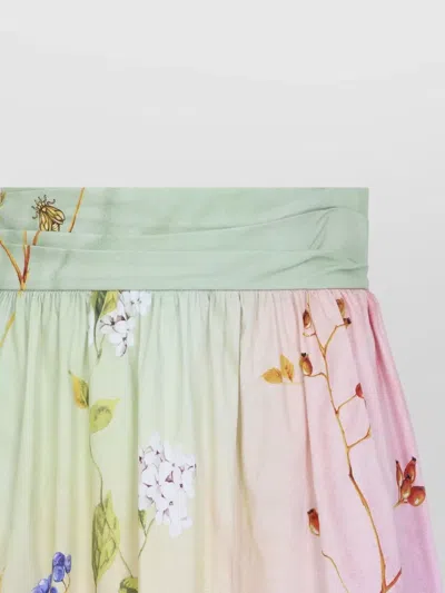 Roberto Cavalli Floral-print High-rise Gathered Midi Skirt In Multi