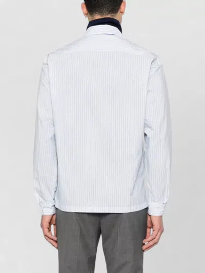 Prada Striped Shirt Zip Front Point Collar In White