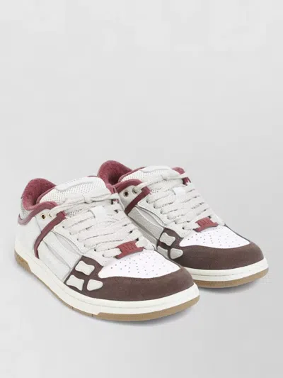 Amiri Brown Xl Skel Top Low Cow Leather Sneakers In White