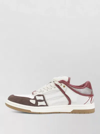 Amiri Brown Xl Skel Top Low Cow Leather Sneakers In White