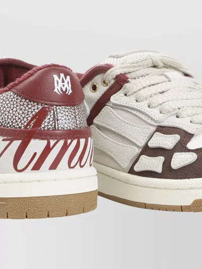 Amiri Brown Xl Skel Top Low Cow Leather Sneakers In White