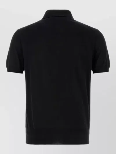 Tom Ford Mens Black Short-sleeve Lyocell-cotton Piquet Polo Shirt In Black