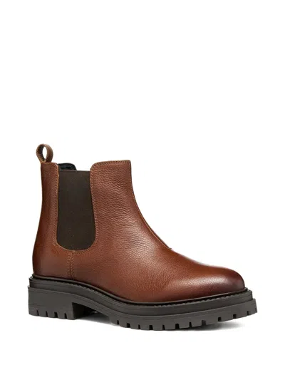 Geox Pull-tab Chelsea Boots In Brown