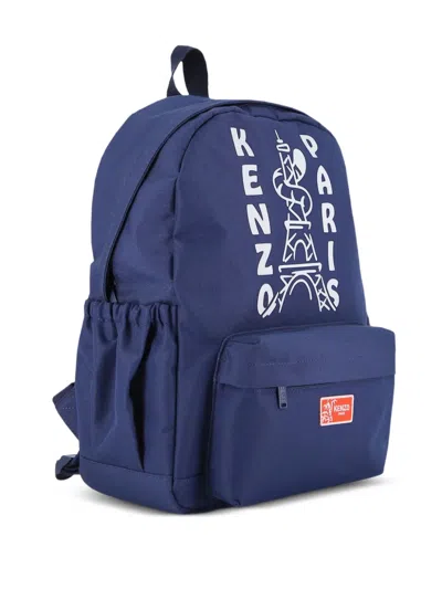 Kenzo Eiffel Tower-print Backpack In Blue