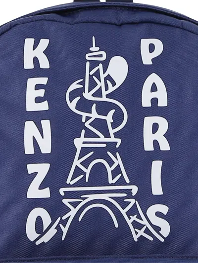 Kenzo Eiffel Tower-print Backpack In Blue