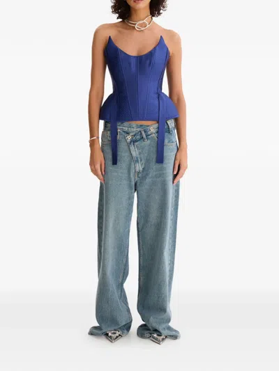 Moos Studio Tie-fastening Top In Blue