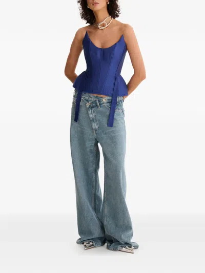 Moos Studio Tie-fastening Top In Blue