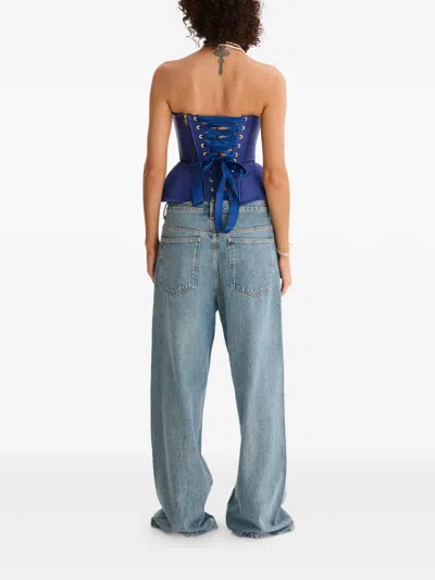 Moos Studio Tie-fastening Top In Blue