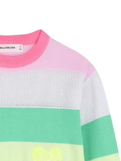 Billieblush Striped-pattern Heart-appliqué Sweater In Multi