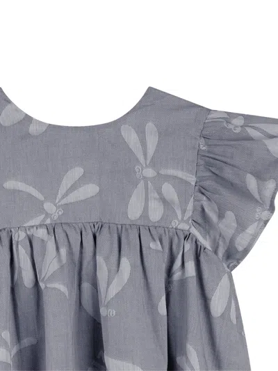Kenzo Ruffled Printed Blouse In Gray