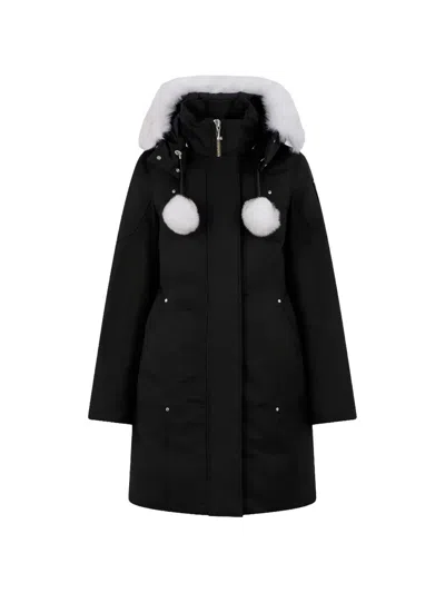 Moose Knuckles Stirling Down Parka With Genuine Shearling Trim In Black