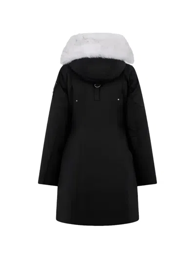 Moose Knuckles Stirling Down Parka With Genuine Shearling Trim In Black