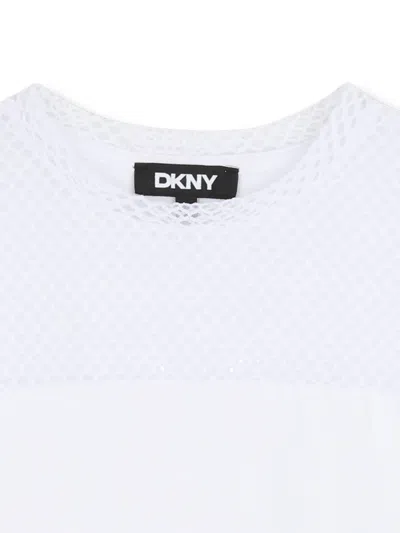Dkny Mesh-panel T-shirt In White
