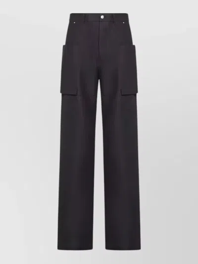Rick Owens Stefan Flared Grain De Poudre Wool Cargo Trousers In Black