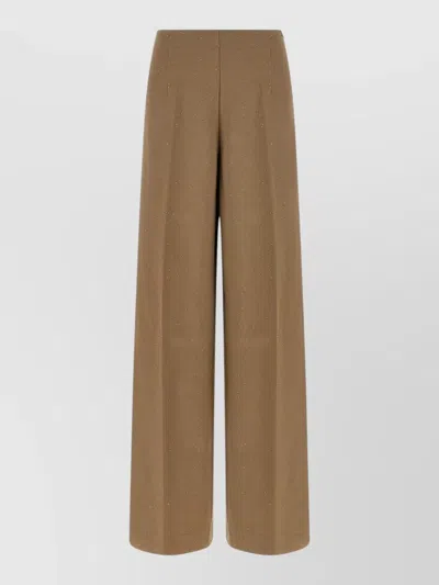 Herno Sequin Embellished Wide Leg Trousers In Brown