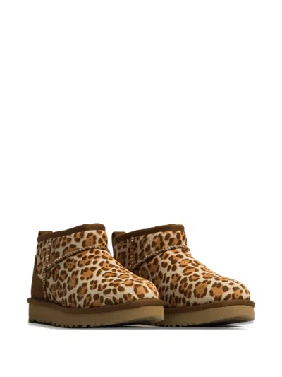 Ugg Stivaletto Donna Classic Ultra Mini Felicity Leopard Jasmine In Brown