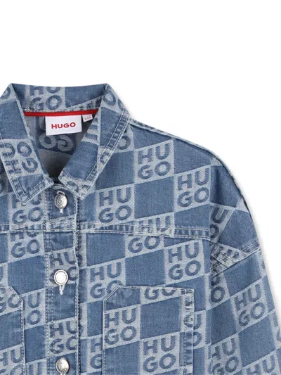 Hugo Boss Logo-patterned Jacket In Blue