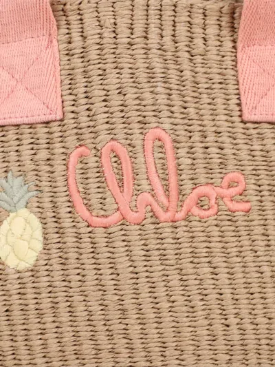 Chloé Logo-embroidered Tote Bag In Brown