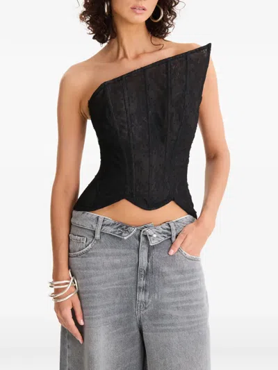 Moos Studio Triangle Lace Top In Black