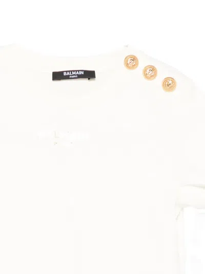Balmain Button-embellished T-shirt In Neutral