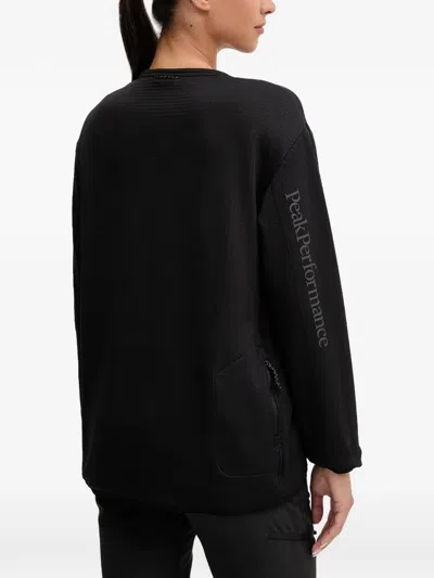 Peak Performance Textured Long-sleeve Sweatshirt In Black