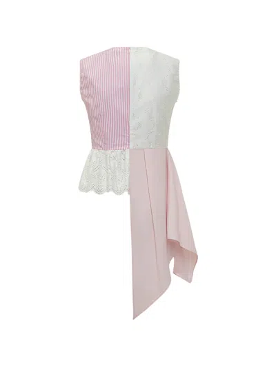 Msgm Sleeveless Asymmetrical Blouse In Multi