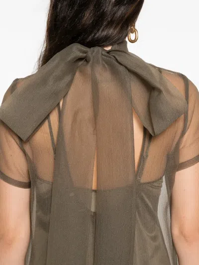 Staud Calluna Thyme Sheer Organza Maxi Dress In Green