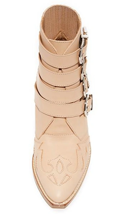 Shop Toga Cowboy Buckle Booties In Beige