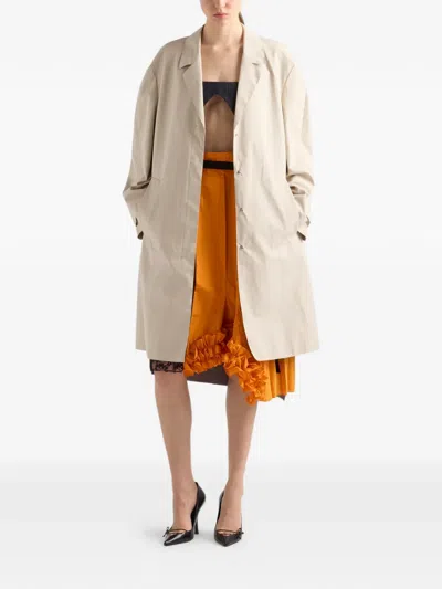 Prada Single-breasted Coat In Neutral
