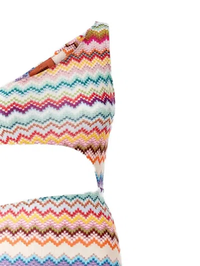 Missoni One-shoulder Zigzag-pattern Beach Dress In Multi