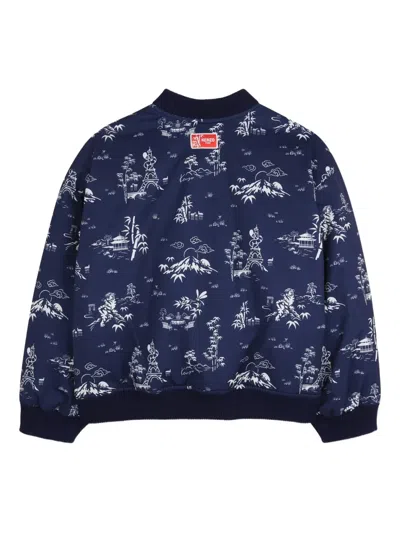 Kenzo Printed Bomber Jacket In Blue