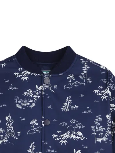 Kenzo Printed Bomber Jacket In Blue