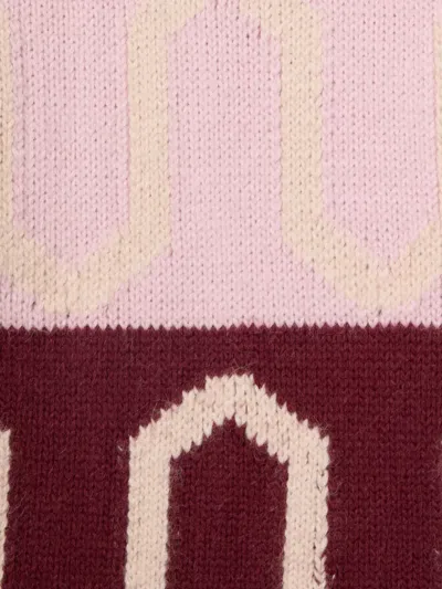 La Doublej Patterned Turtleneck Sweater In Pink