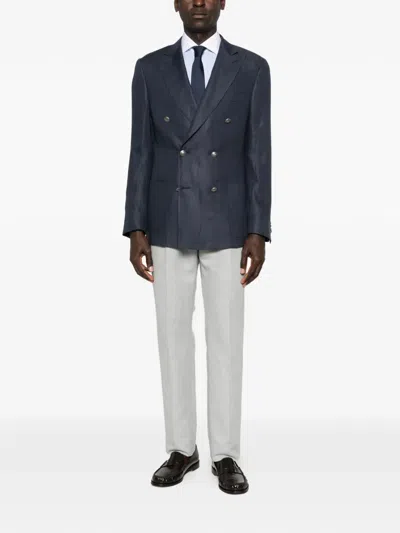 Corneliani Double-breasted Pocket Blazer In Blue