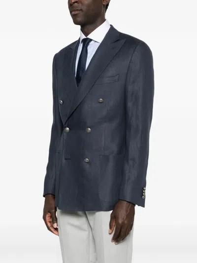 Corneliani Double-breasted Pocket Blazer In Blue