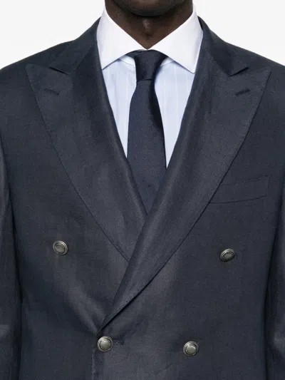 Corneliani Double-breasted Pocket Blazer In Blue
