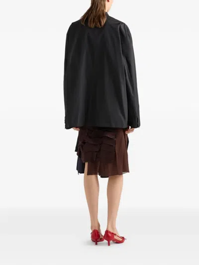 Prada Double-breasted Technical Taffeta Jacket In Black